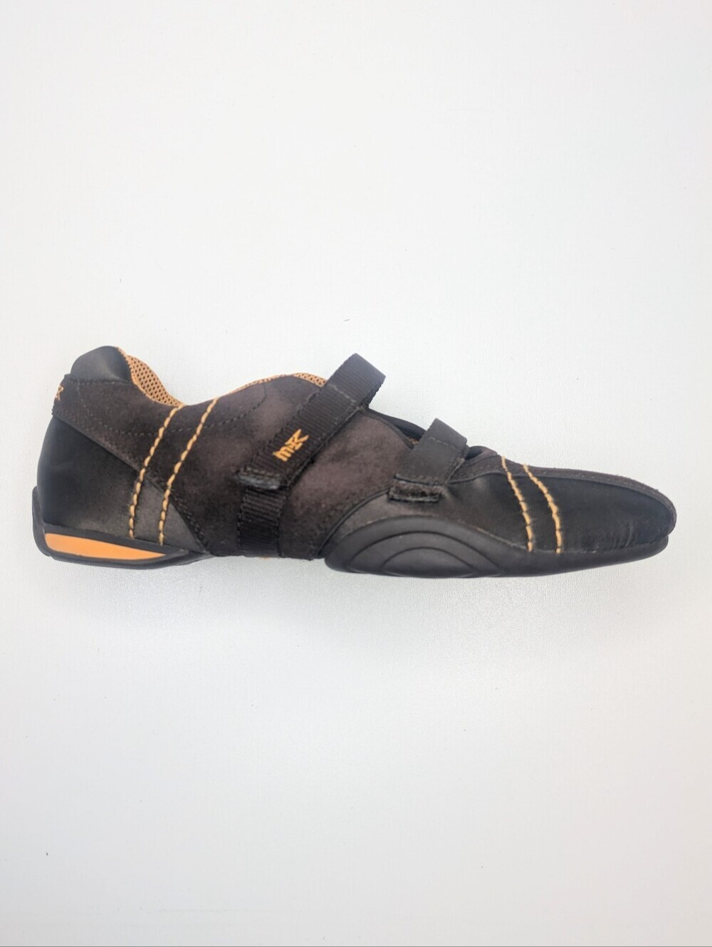 Michelle K Sport Suede Satin Sneakers Sneakerinas Ballet Brown Orange Size 7
